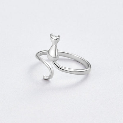 Silber Cat Motif Ring