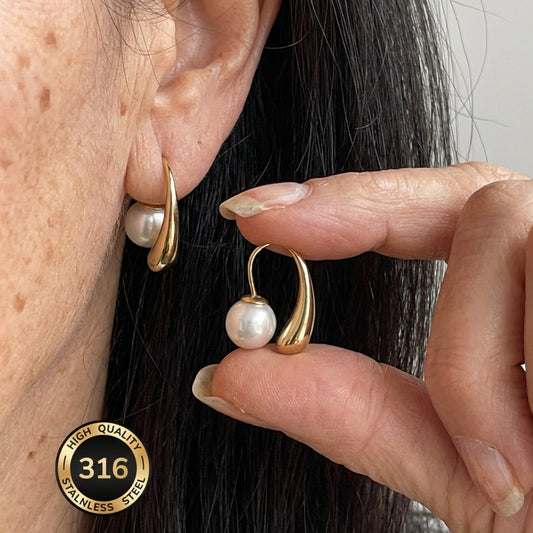 Minimalist Arc Perle ohrringe