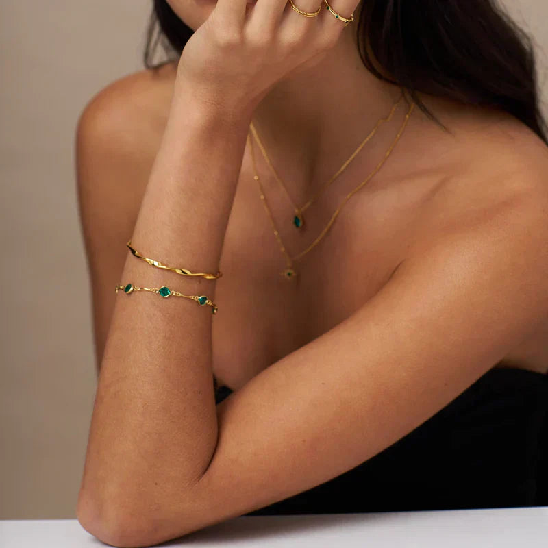 Smaragd Link Chain Armband | Gold