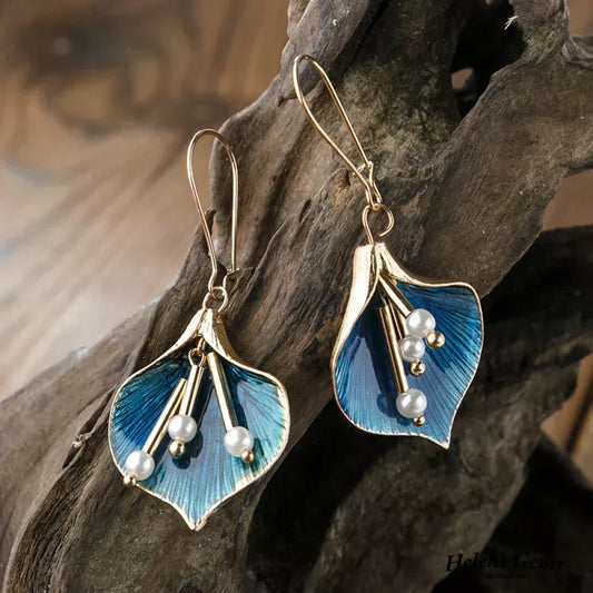 Vintage Blue Lotus Ohrringe